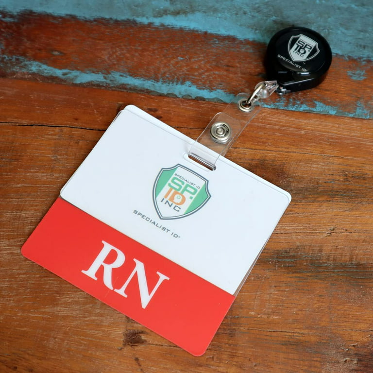 Badge Reels Holder Retractable with ID Clip for Nurse Name Tag Card Funny RN LPN CNA Nursing Doctor Teacher Student Medical Black Work Office