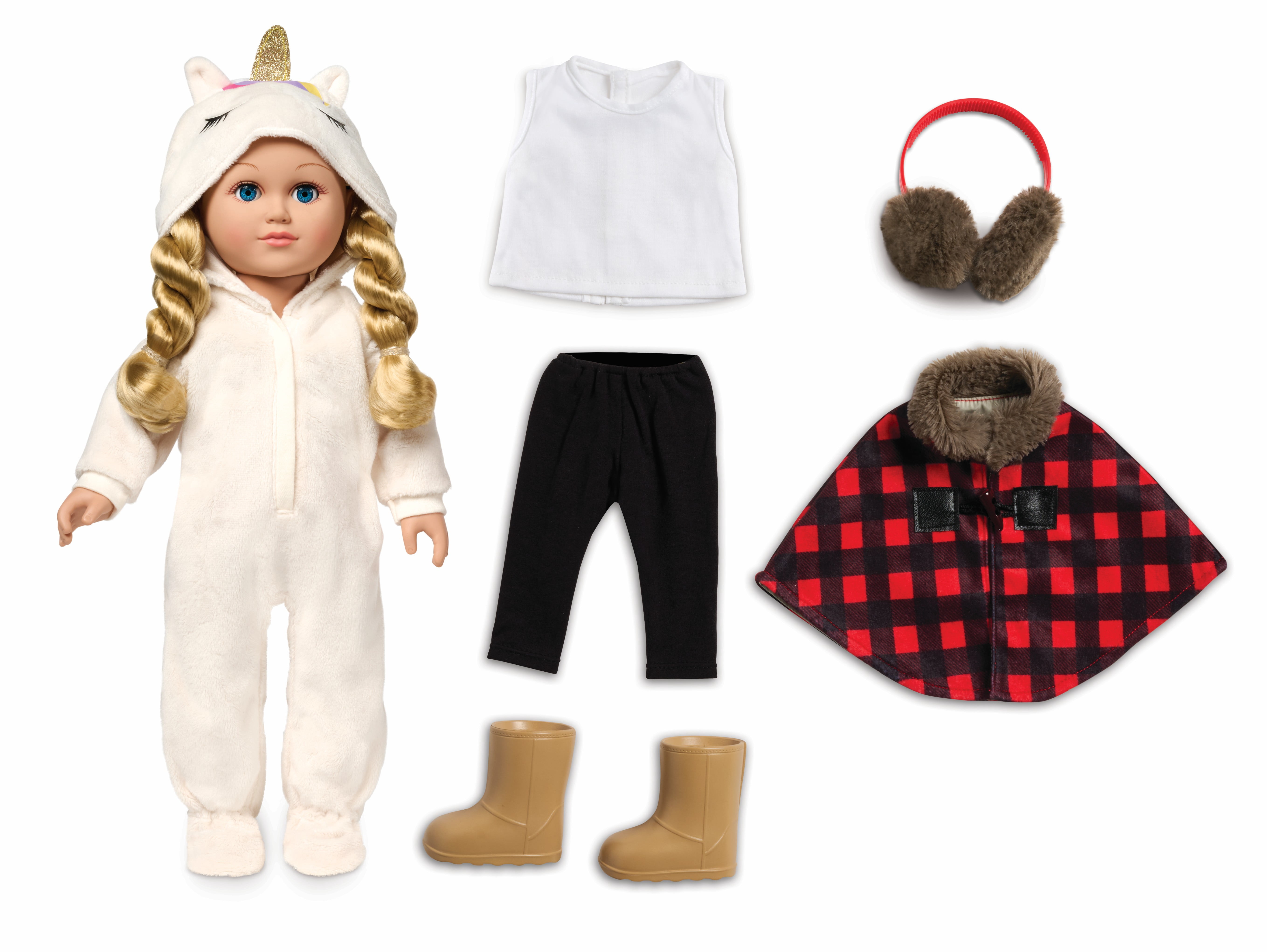 My Life As Unicorn Cozy & Cabin Fashion Set for 18-inch Dolls, Medium Blonde Hair, Blue Eyes