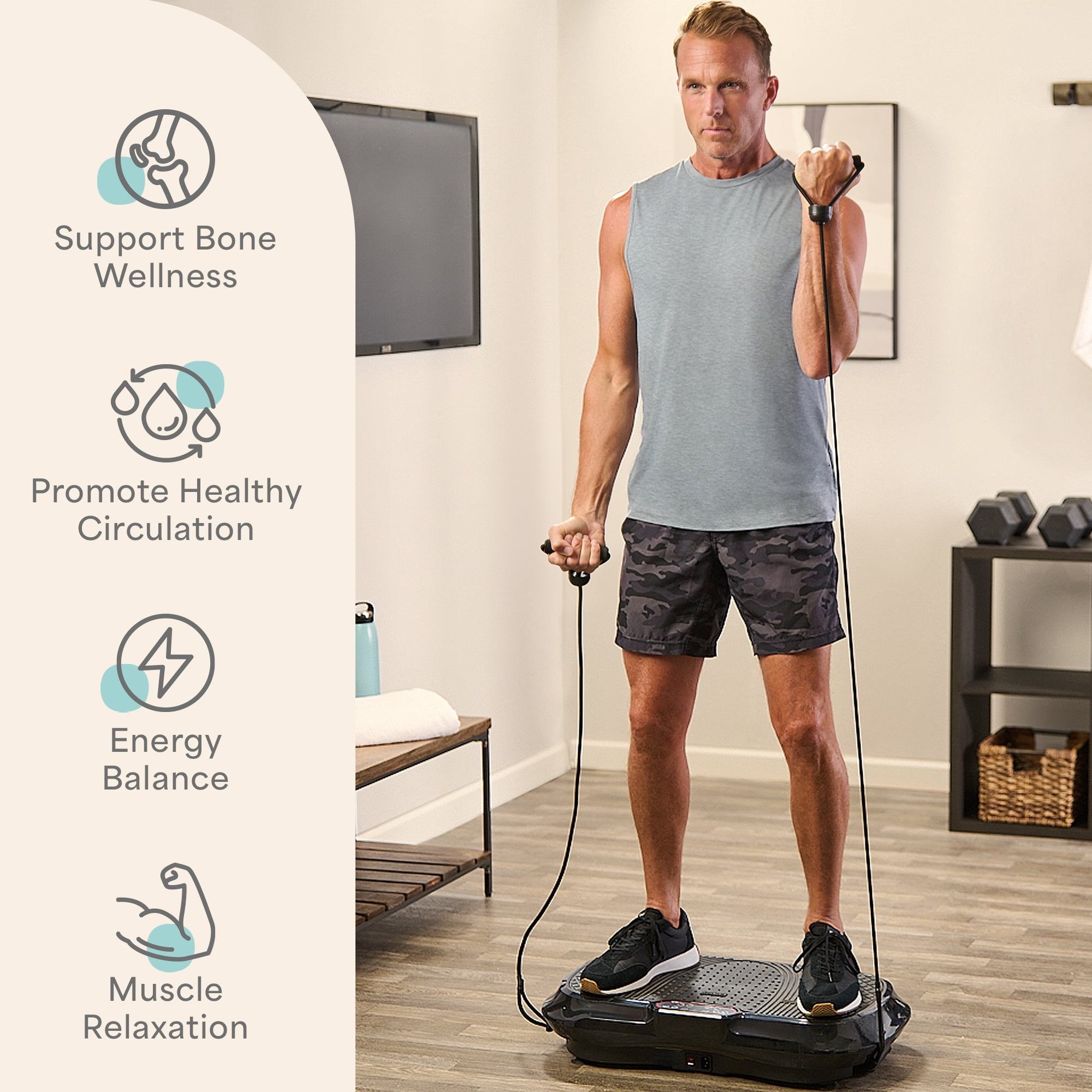 Lifepro Waver Vibration Plate Exercise Machine – Full Body Vibrating Plate for Lymphatic Drainage, Muscle Toning & Fat Loss – Includes Loop Bands, Remote & 99 Speed Settings - Black