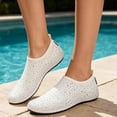 thumbnail image 3 of shoper Womens Barefoot Water Shoes Rhinestone Glitter Travel House Slippers for Indoor and Outdoor Aqua Socks Sneakers for Beach Swim Surf Yoga Dancing Camping White 7-7.5, 3 of 9