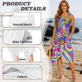 thumbnail image 5 of HELLHERO Psychedelic Floral Print Casual Midi Dress, Pleated Sleeveless Sundress Side Pockets Round Neck Asymmetric Hem Midi Dress, 5 of 8