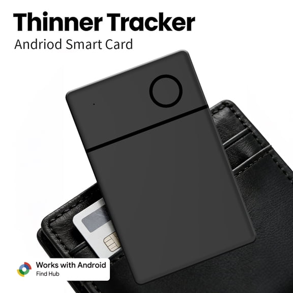 RSH Card Tracker for Wallet - Wireless Charging Wallet Tracker Card, Compatible with Android Google Find My Device Network, Slim Tracking Card for Wallet Purse Luggage Backpack, Black, 1 Pack