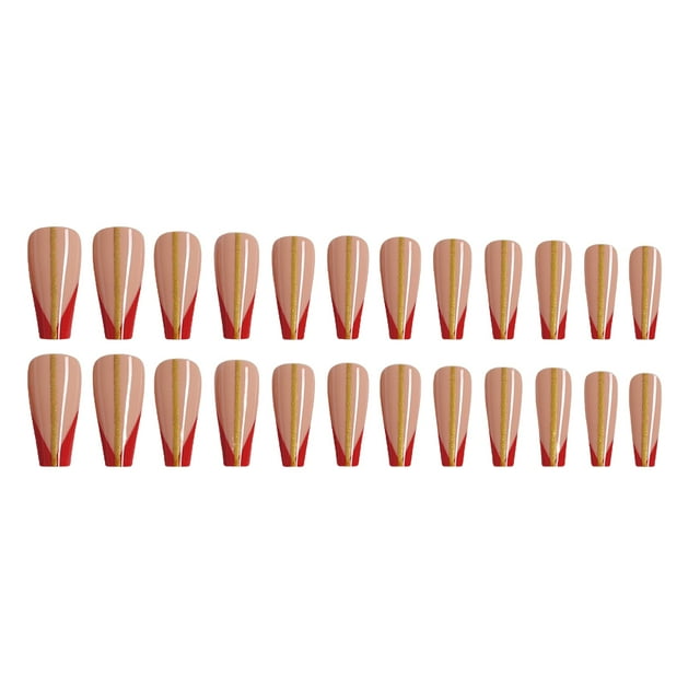 ruzhgo Length Coffin Fake Nail Scratch Resistant Press-on Fingernails Removable Trimble Nail Tip Adjustable Manicure Stickers Girls Type 1 Type 33