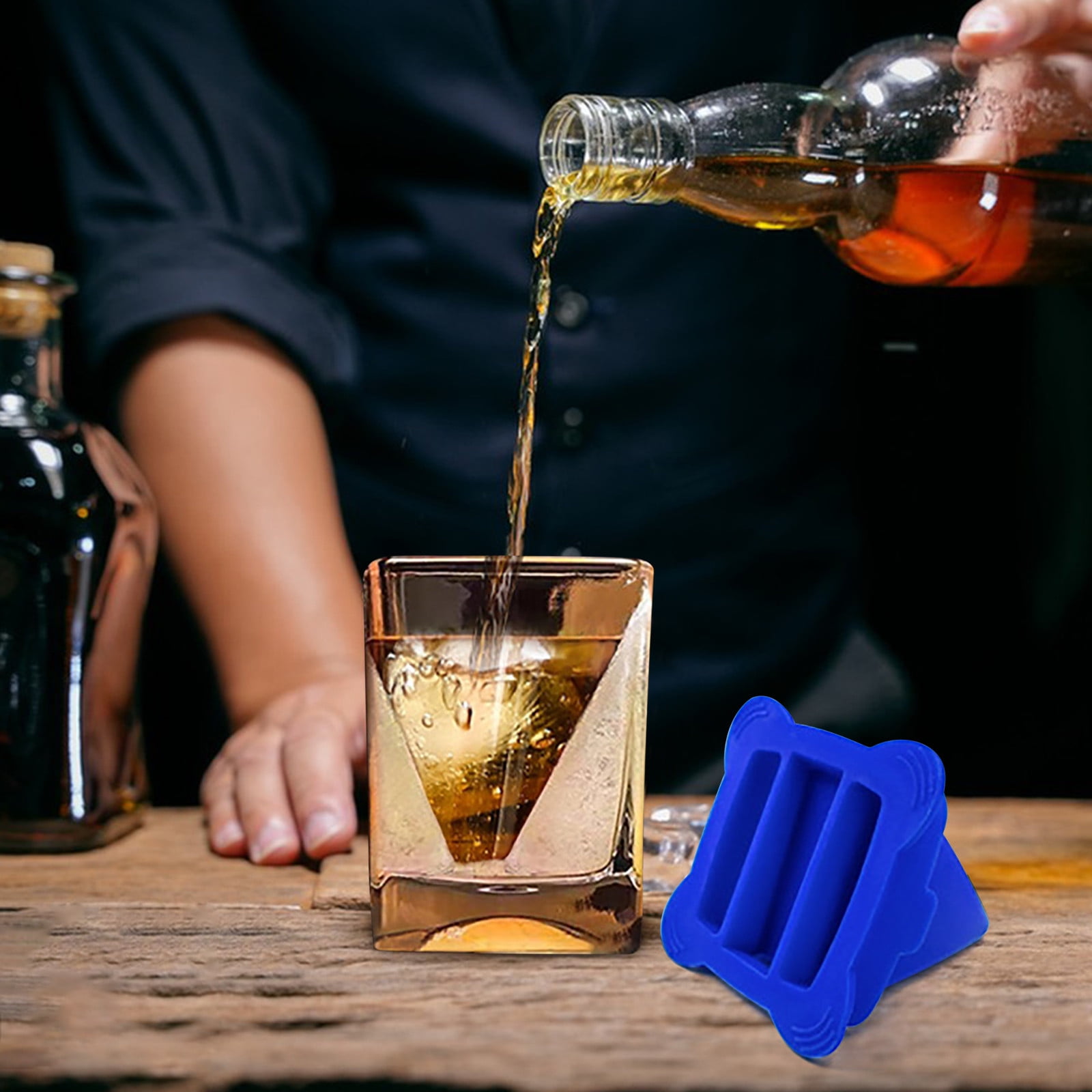 EGNMCR Cups Whiskey Wedge Glass Ice Film Whisky Glass Layered