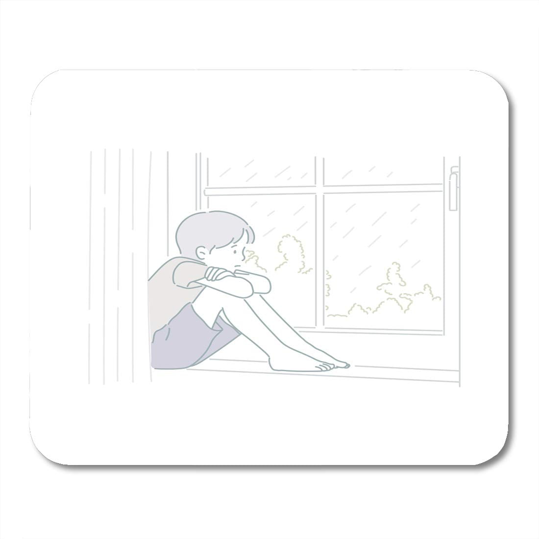 Sidonku Act Hand Sad Boy Sitting At The Window Watching Rain Style Doodle Design Illustrations Sketch Behavior Mousepad Mouse Pad Mouse Mat 9x10 Inch Walmart Com Walmart Com
