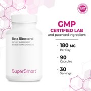 SuperSmart Beta-Sitosterol Supplement 180mg per Day (Patented) - Plant Sterols - Beta-Sitosterol Extract for Men | Non-GMO & Gluten Free - 90 Vegetarian Capsules