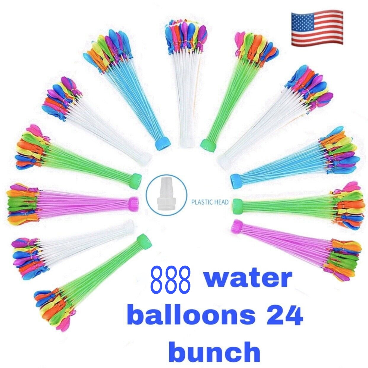 888 Pcs 24 Bunch O Instant water Balloons,Self-Sealing tied waterballon 