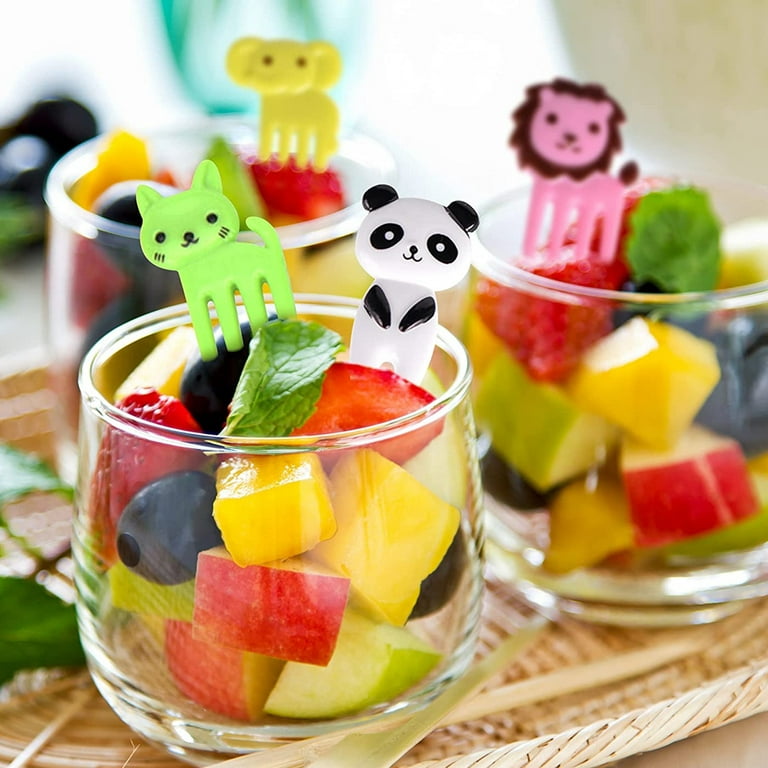 10Pcs Lot Mini Food Fruit Cute Eyes Forks Baby Kid Lunch Box