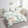 thumbnail image 3 of Cute Animal Bed in a Bag 7-Piece Cartoon Goat Sheep Bedding Set, Eucalyptus Full Comforter Set Watercolor Leaves Bedding Comforter Sets, Kawaii Farm Animal Bed Set, 3 of 6