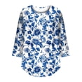 thumbnail image 7 of Womens Crew Neck Shirts 3/4 Sleeve Blouses Tunics Top Floral Printed Shirts Fashion 2026 Basic Tops Going Out Outfits Y2K Clothes, 7 of 7
