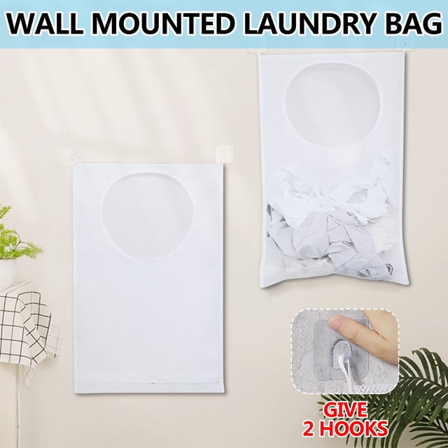 Yhsdtq , Sac à Linge Mural en Maille, Rangement Robuste, Tissu Imperméable, Design à Ouverture Supérieure, pour Salle de Bain, Cuisine, Buanderie, Résistant aux Taches, Matériel Antirouille, Gain de Place, Multi-Usage