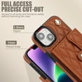 thumbnail image 2 of Case for iPhone 14 Plus, Crossbody Wristlet Case Wallet with RFID Blocking Card Slots KickStand Flip Folio PU Leather Magnetic Protective Cover Women for iPhone 14 Plus, Brown, 2 of 9
