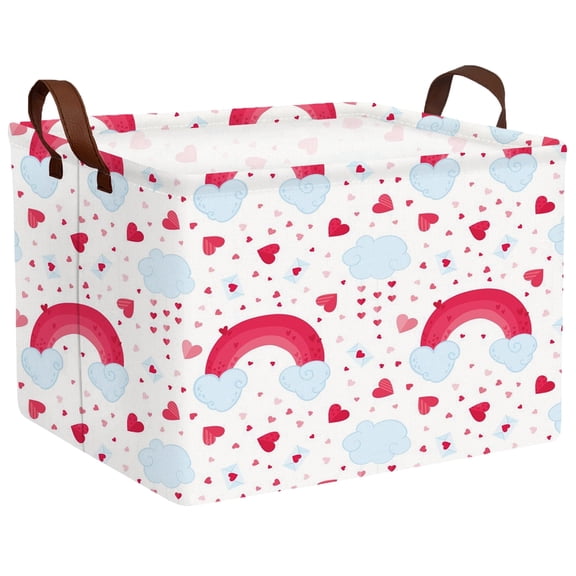 BOOHIT Valentines Day Basket Empty Heart Gifts Basket Kid Storage Bins Decor(Rainbow Love)