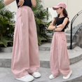 thumbnail image 6 of CPNG Girls Casual Sweatpants Solid Color Wide Leg Elastic Waist Baggy Sweatpants Loose Lightweight Street Style Pants, 6 of 6