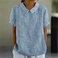 thumbnail image 2 of Taqqpue Womens Cotton Linen Short Sleeve Shirts Solid Color Cute Peter Pan Collar T Shirt Casual Loose Trendy Plus Size Blouse Tops Summer Pullover, 2 of 6