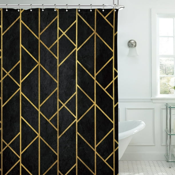 Cortina De Ducha Con Estampado Geométrico, Impermeable, Ideal Para El Baño. Diseño Degradado, Ojales Inoxidables, Tejido De Secado Rápido, Lavable a Máquina. Apta Para Uso Doméstico Y Hotelero.