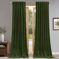 thumbnail image 2 of StangH Moss Green Velvet Curtains - Back Tab Room Darkening Window Drapes for Bedroom, Super Soft Heavy Thick Room Dividers for Living Room/Sliding Door, W52 x L84, 2 Panels, 2 of 9