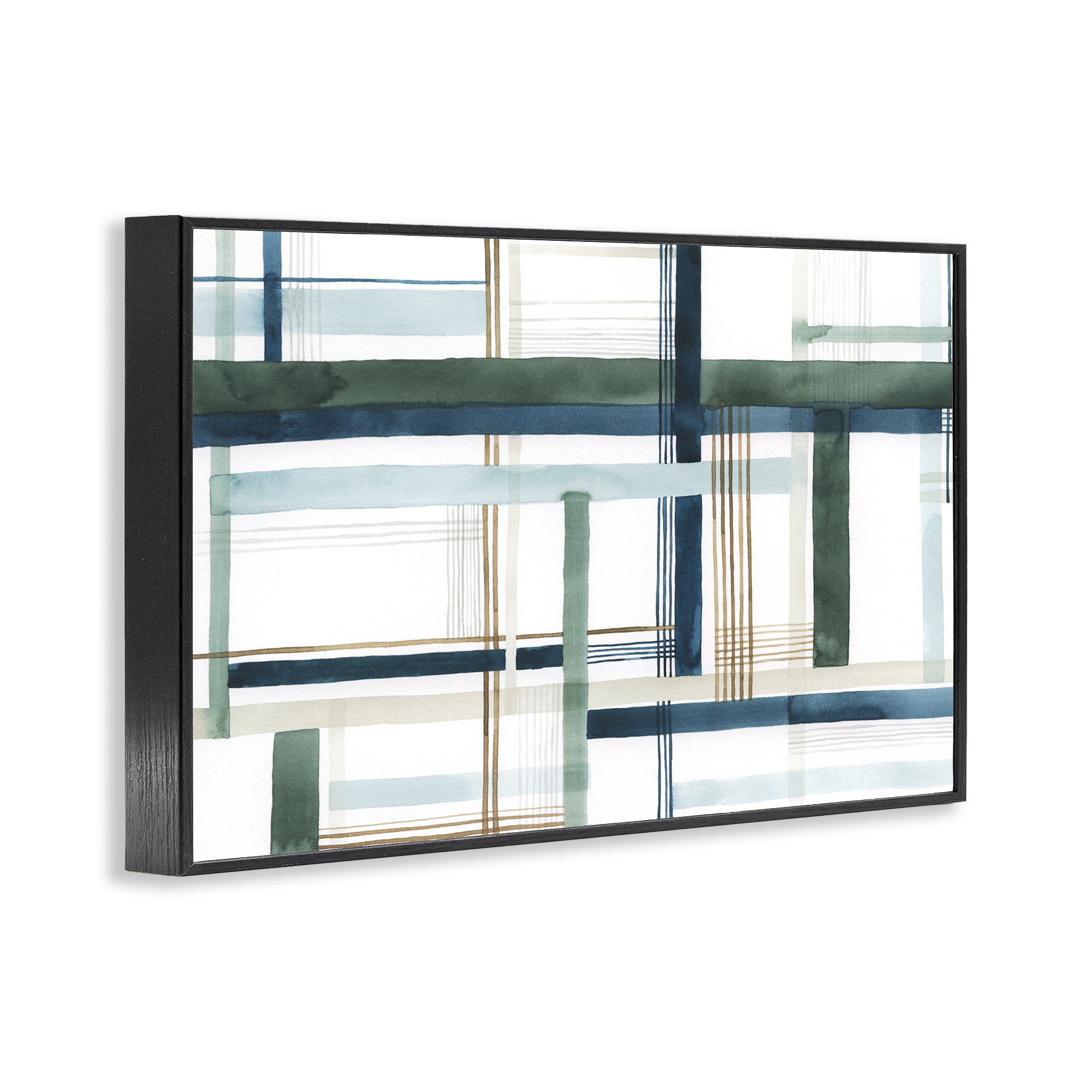 Stupell Industries Layered Woven Pattern Abstract Painting Black Framed Art Print Wall Art, 18 x 12