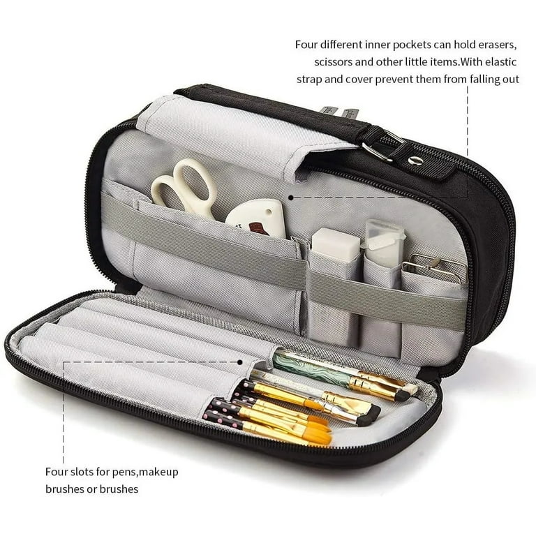 Big Capacity Pencil Case Large Storage Pencil Bag Pouch 3 Comparments -  Yetread