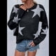 thumbnail image 4 of Suéter Informal de Punto con Cuello Redondo y Hombros Caídos con Estampado de Estrellas para Mujer Negro S, 4 of 10