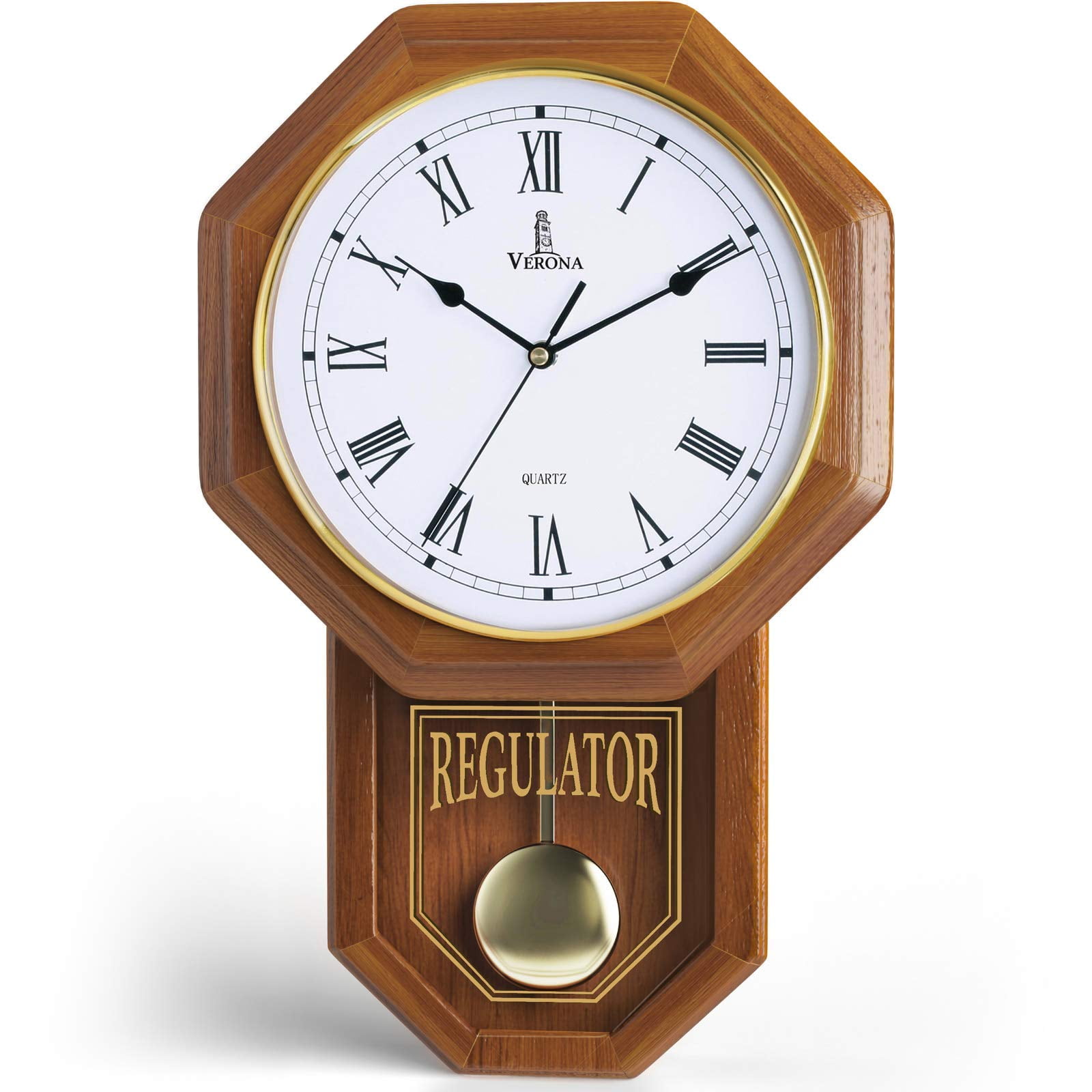 Light Wood Regulator Pendulum Wall Clock Octagonal Wooden Frame, Roman Light Wood Regulator Pendulum Wall Clock Octagonal Wooden Frame, Roman 2 dea 855 d 3 a 34 43 e 7