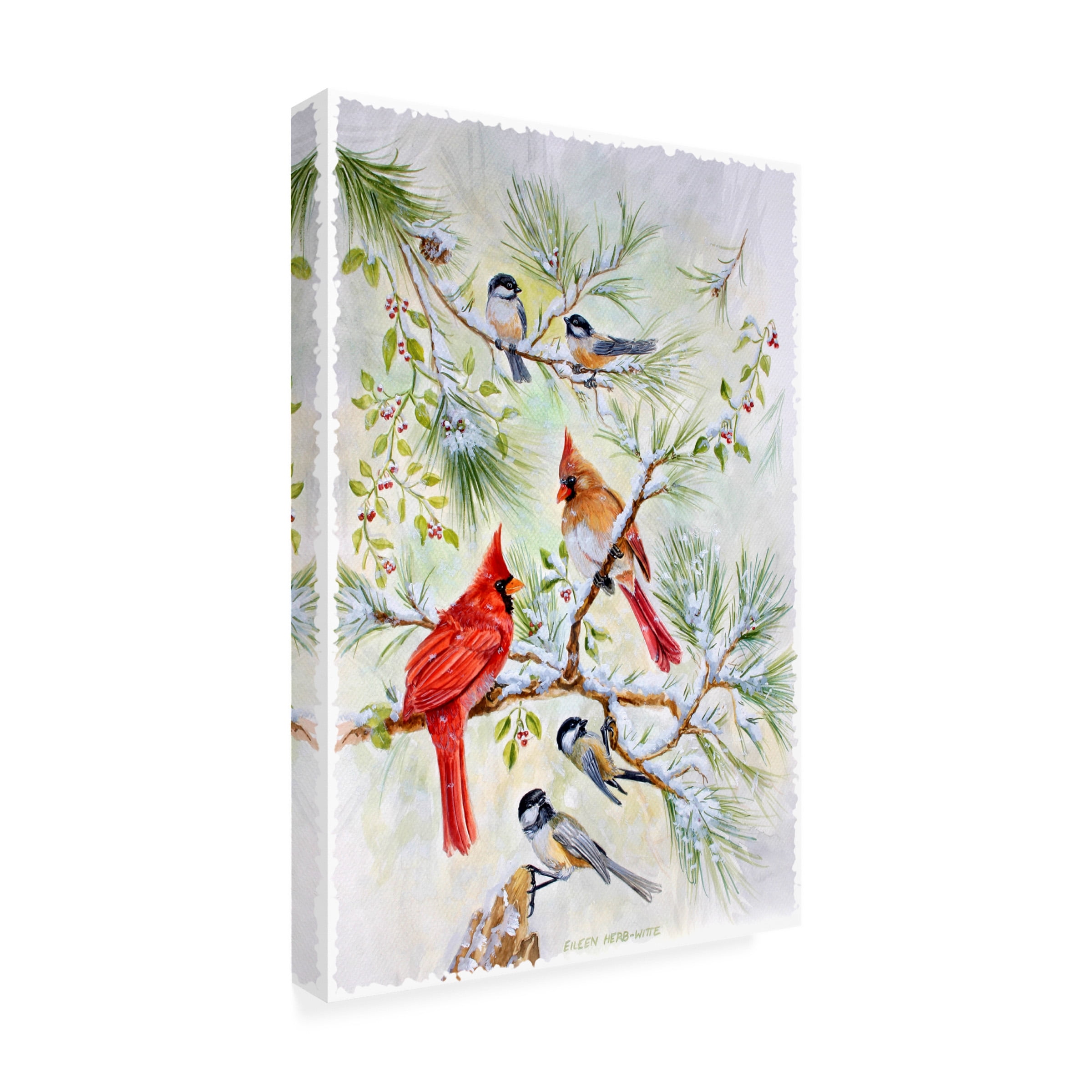 Eileen Herb-Witte 'Cardinals and Chickadees' Canvas Art