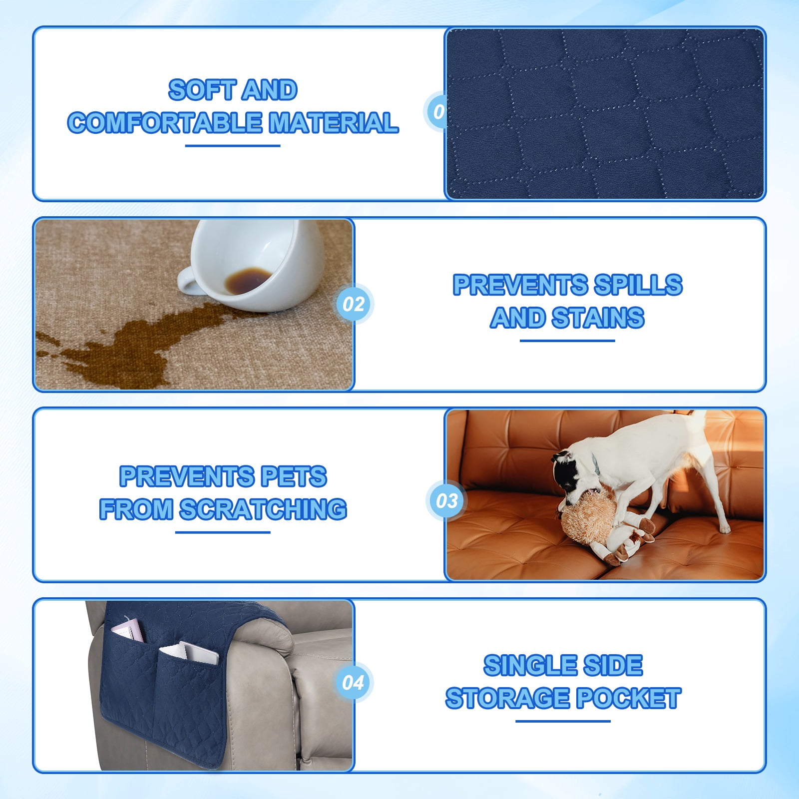 Unique Bargains Furniture Protect Recliner Chair Armchair Covers Navy