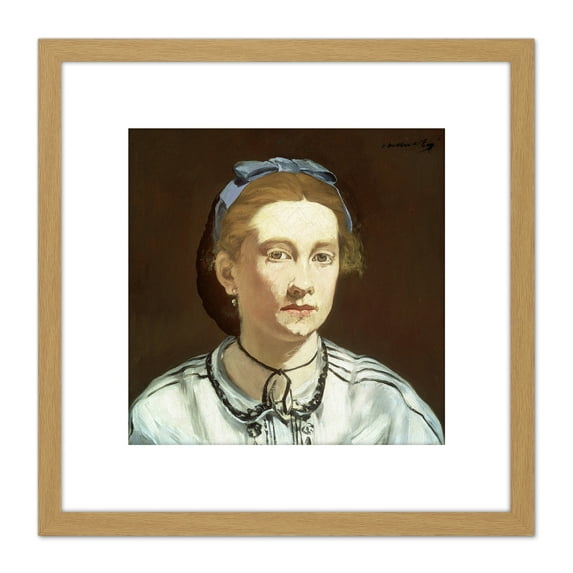 Edouard Manet Victorine Meurent Painting 8X8 Inch Square Wooden Framed Wall Art Print Picture with Mount