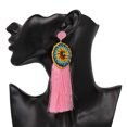 thumbnail image 2 of Pendientes largos con borlas de estilo étnico a la moda, pendientes para mujer, joyería (rosa claro), 2 of 2