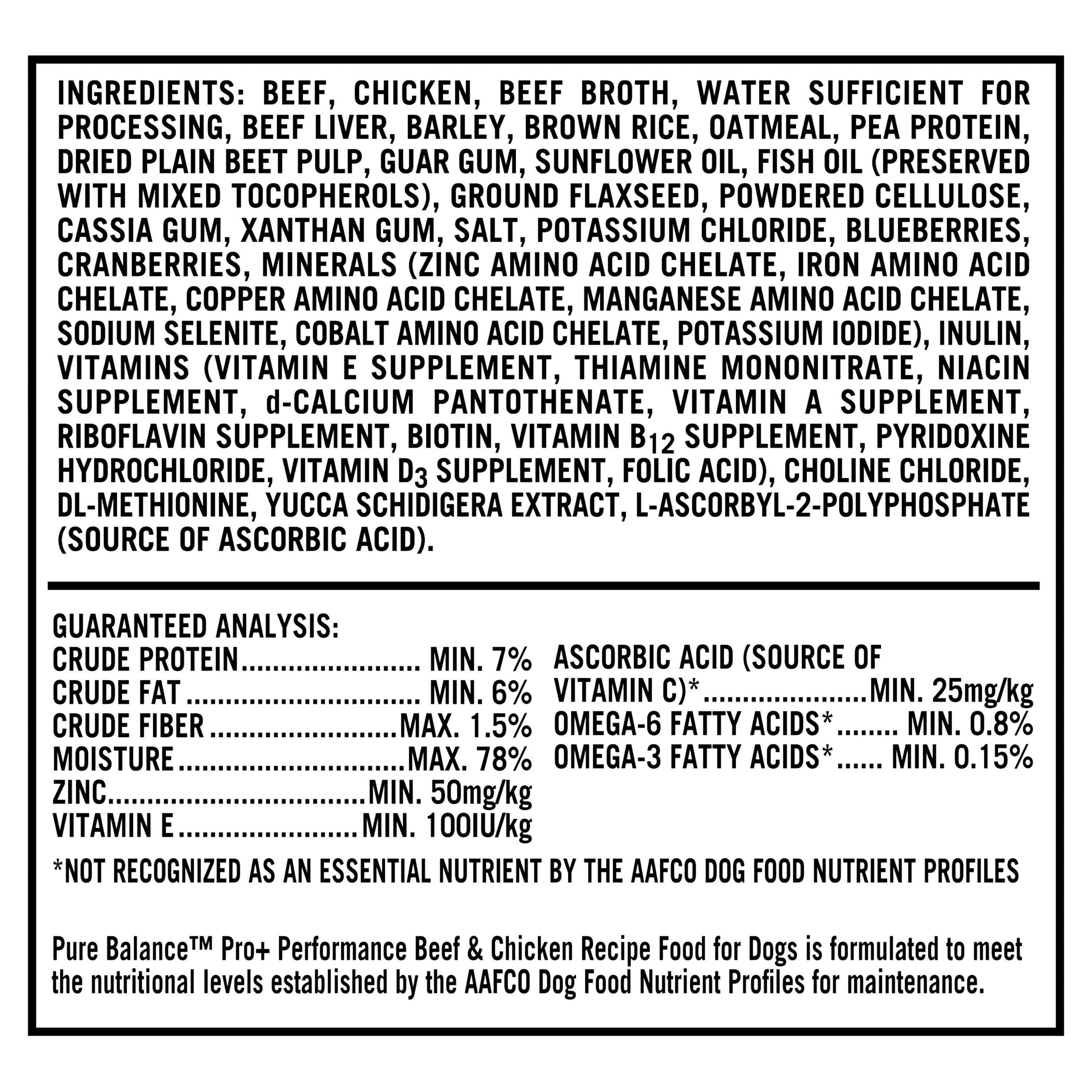 Pure Balance Pro+ Performance Wet Food for Dogs, Beef & Chicken Recipe, 12.5 oz