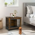 thumbnail image 6 of Walsunny Wooden Dog Crate Furniture,Double-Doors Kennel Indoor with Divider and Removable Tray,End Table Dog Crate for Decoration 27.2"L x 20.1"W x 23.6"H,Brwon, 6 of 7
