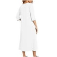 thumbnail image 3 of Maplenight Zip Up Robes for Women 3/4 Sleeve Long Housecoat Soft Nightgowns Sleepwear Mumu House Dresses with Pockets, 3 of 5