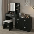 thumbnail image 4 of Zimtown Makeup Vanity Table with Adjustable Lights & Charging Station, Vanity Desk with Mirror, Large Dressing Table with 2 Storage Cabinets, Black, 4 of 12