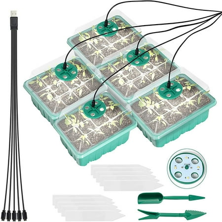 

5 Pack Plant Seed Starter Trays Kit Seedling Tray Greenhouse Growing Trays