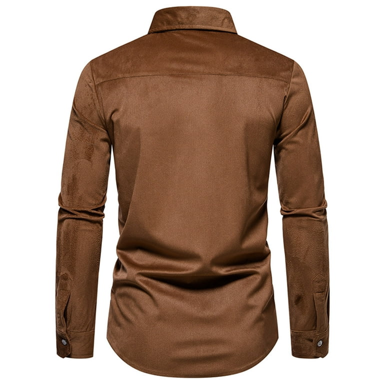 WREESH Mens Slim Fit Dress Shirts Jacquard Undershirt Button Up Long Sleeve  Shirt Solid Casual Business Formal Shirt Coffee-C - Walmart.com