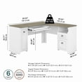 thumbnail image 6 of Bush Furniture Fairview 60W L Shaped Desk with Drawers and Storage Cabinet, White/Gray, 6 of 7