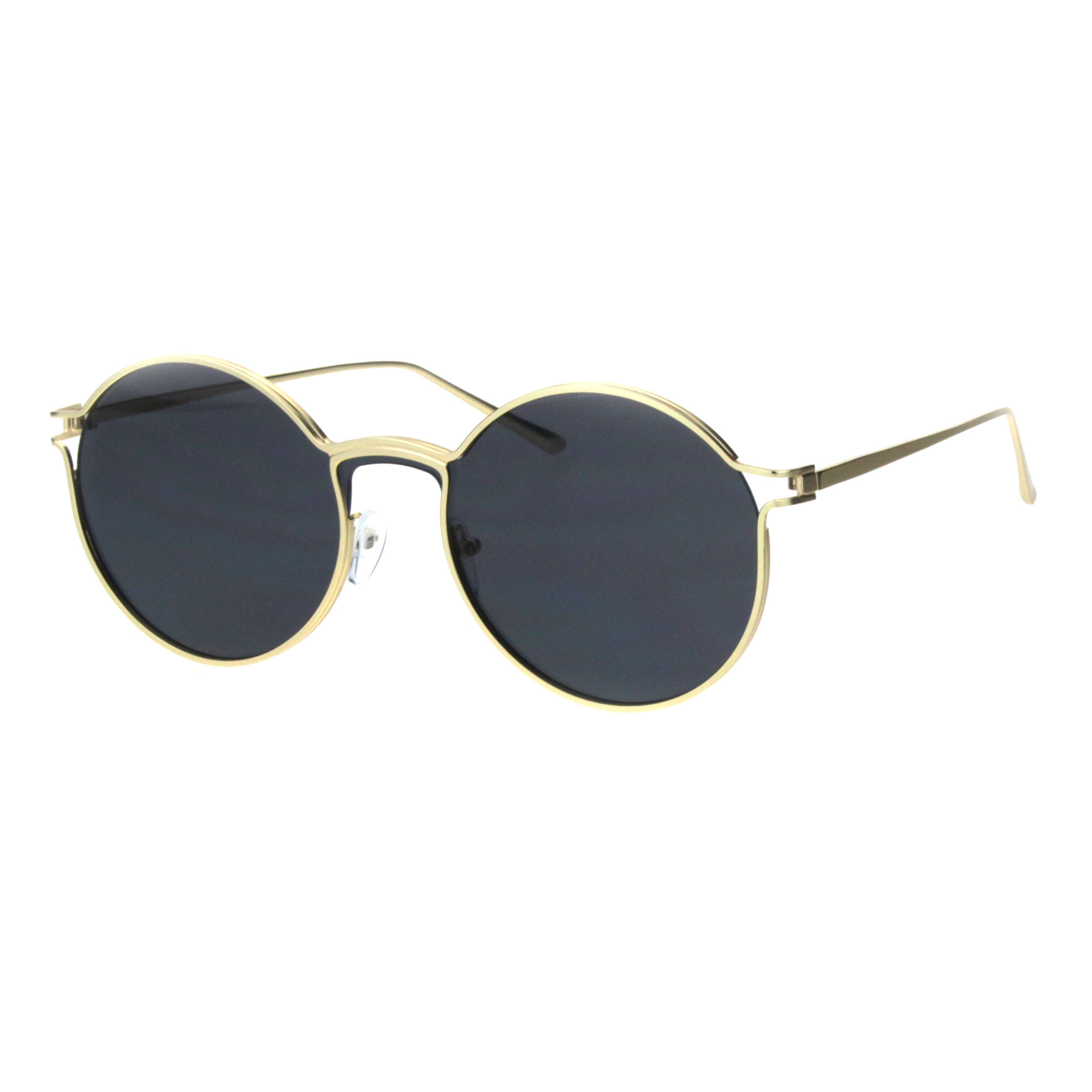 Round Retro Vintage Classic Trendy Hippie Sunglasses Gold Black - image 2 of 4