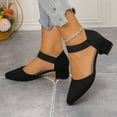 thumbnail image 6 of FRSASU Women's Closed Toe Low Chunky Heel Pumps Ankle Strap Dress Shoes for Work Wedding Party Dance Black, 6 of 9