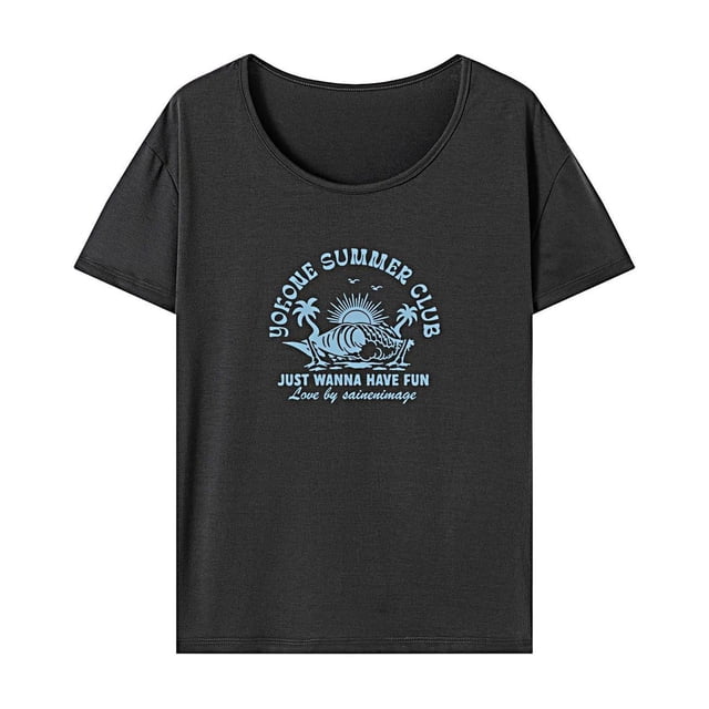 Camiseta para mujer verano transpirable cuello redondo camisa para vacaciones trabajo señoras regalo L