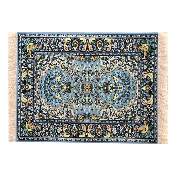Beautiful Blue Oriental Woven Rug Mousepad - Oriental Carpet Computer Mousemat Miniature