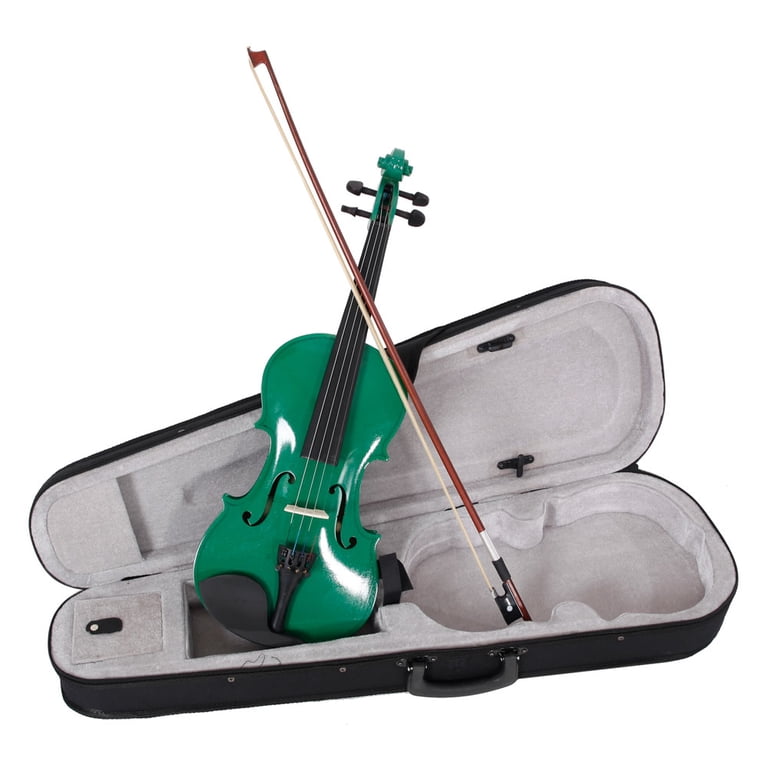Green Violin Pack - 4/4 Full Size, Basswood Body, Maple Top - with