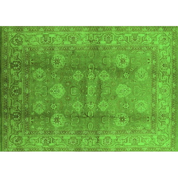 Ahgly Company Indoor Rectangle Oriental Green Traditional Area Rugs, 2' x 5'