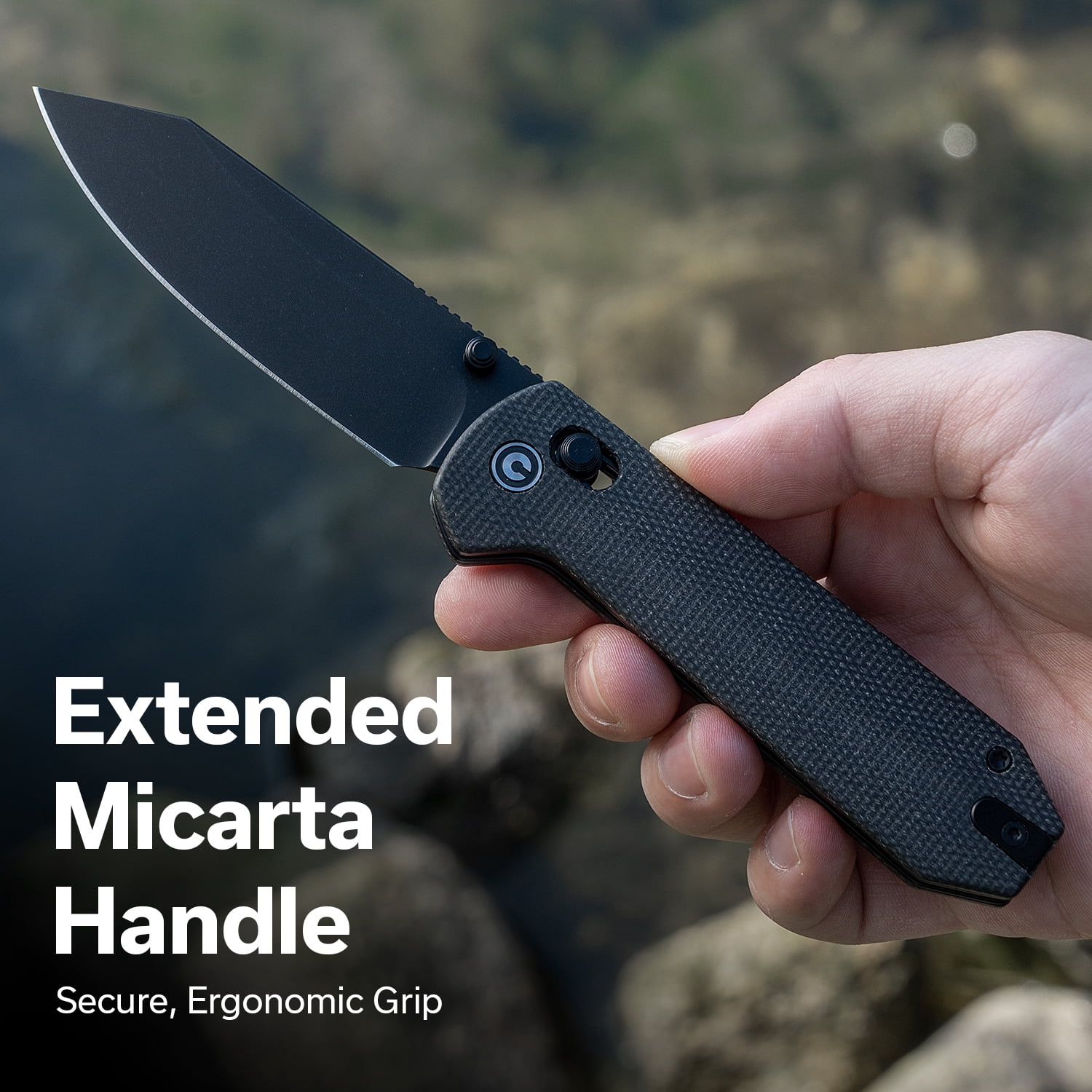 CIVIVI Over Yonder Pocket Knife Folding Knife with 3.35" Black Stonewashed 14C28N Blade Thumb Stud & Crossbar Lock Knife Dark Green Canvas Micarta Handle C25027-1