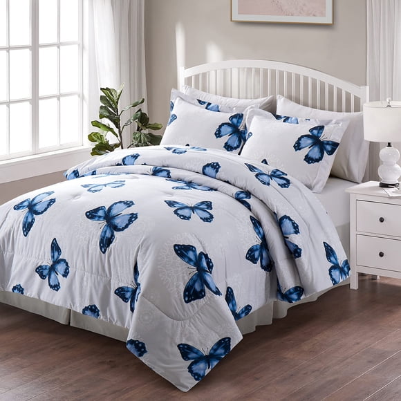 Juego de Ropa de Cama ARTALL con Diseño de Mariposas 6 Piezas Twin Azul