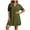 Army Green, variant on Women's Summer Casual Shirt Dress Solid Color V Neck Short Sleeve Shift Mini Dress Summer Wear Light Blue S