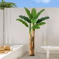 thumbnail image 3 of 5FT Tall Artificial Banana Tree, Fake Banana Tree w/ 11 Large Leaves, three Stalks, Natural Bark, Free Maintenance for Living Room Office Decor, 3 of 8