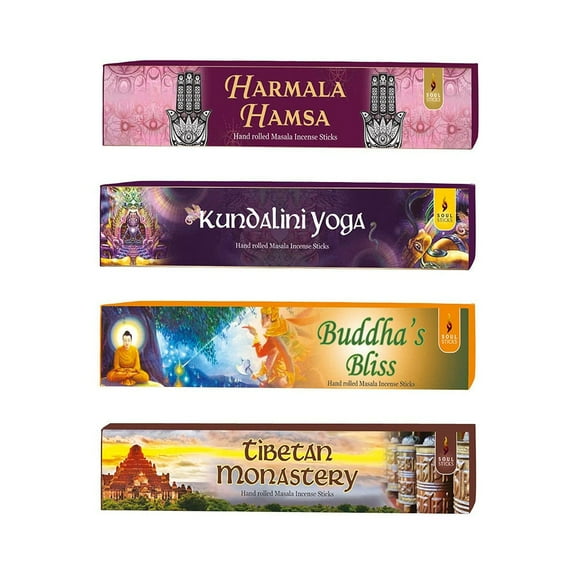 Soul Sticks Variety 4 Pack | Hand Rolled Natural Incense Sticks for Space Clearing Removing Negative Energy Meditation | Eastern Vibes