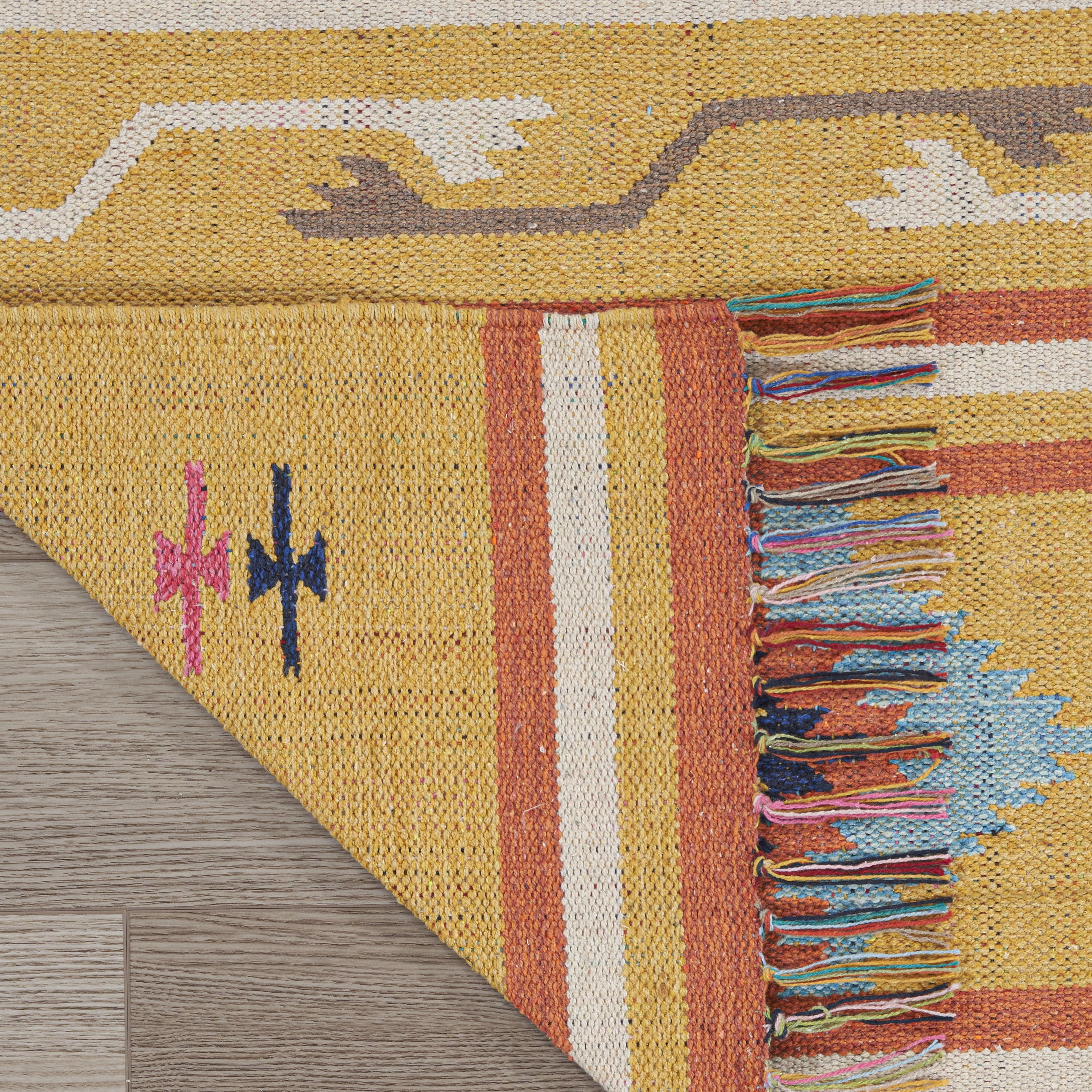 Nourison Baja Tribal Yellow 6'6" x 9'6" Area Rug, (7x10)
