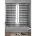 thumbnail image 4 of Geometric Lattice, Curtains 63 Inch Length, Sheer Curtains for Bedroom Living Room Window Black Grey Classic Farmhouse Plaid Rod Pocket Drapes Kitchen Curtains Small Half Window 42"x63" 2 Panels, 4 of 6