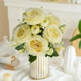 thumbnail image 1 of Ramo de rosas de seda Philippos de 5 ramas | Flores artificiales para bodas y decoración del hogar | 11 colores | Centro de mesa hiperrealista de 32 cm, 1 of 6